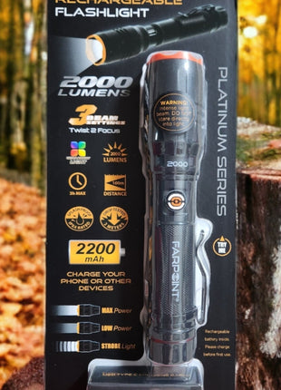 FARPOINT 2000 Lumens Rechargeable Flashlight